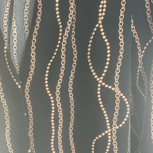 Aritzia Babaton Button Front Blouse Black Gold Chain Link Womens Blouse Size XXS - Picture 6 of 7